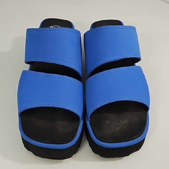 Vibrant Blue 90's Slide Sandals Platform Beach Club Seychelles - Picture 12 of 12